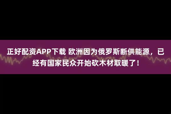 正好配资APP下载 欧洲因为俄罗斯断供能源，已经有国家民众开始砍木材取暖了！